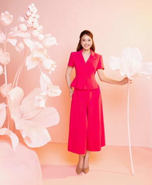 Sixdo Magenta Woven Culottes